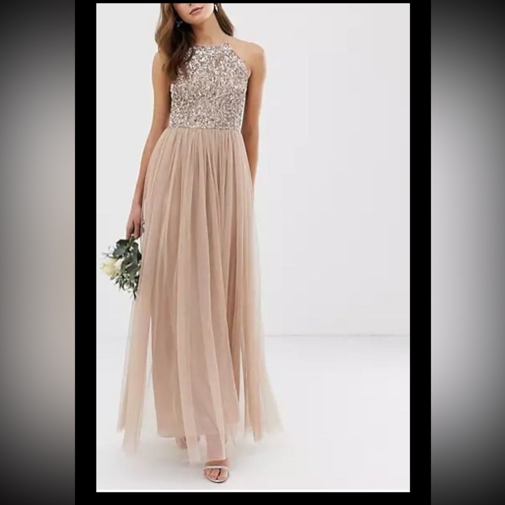 ASOS Halter Neck Maya Sequin Tulle Dress